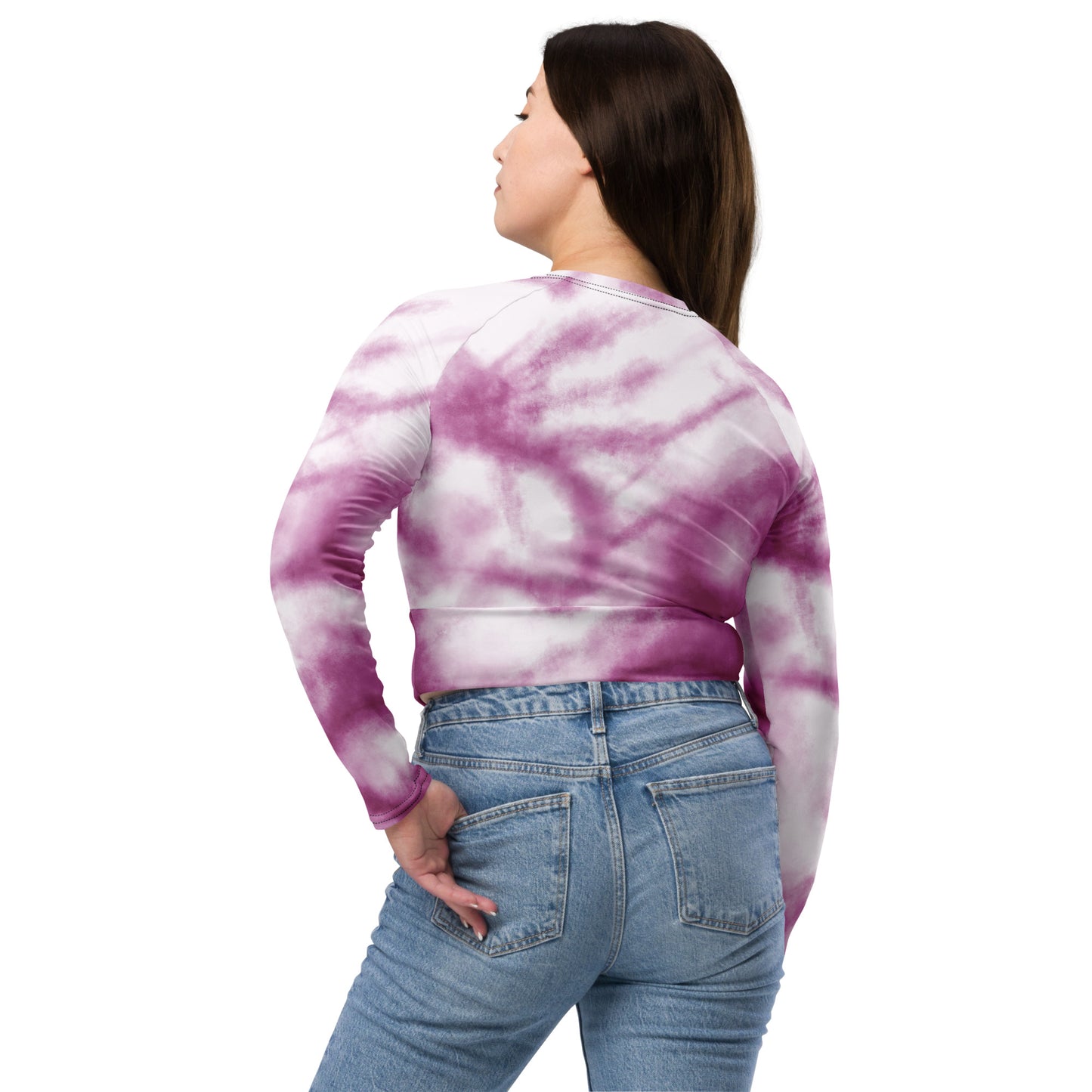 Tie dye long-sleeve crop top