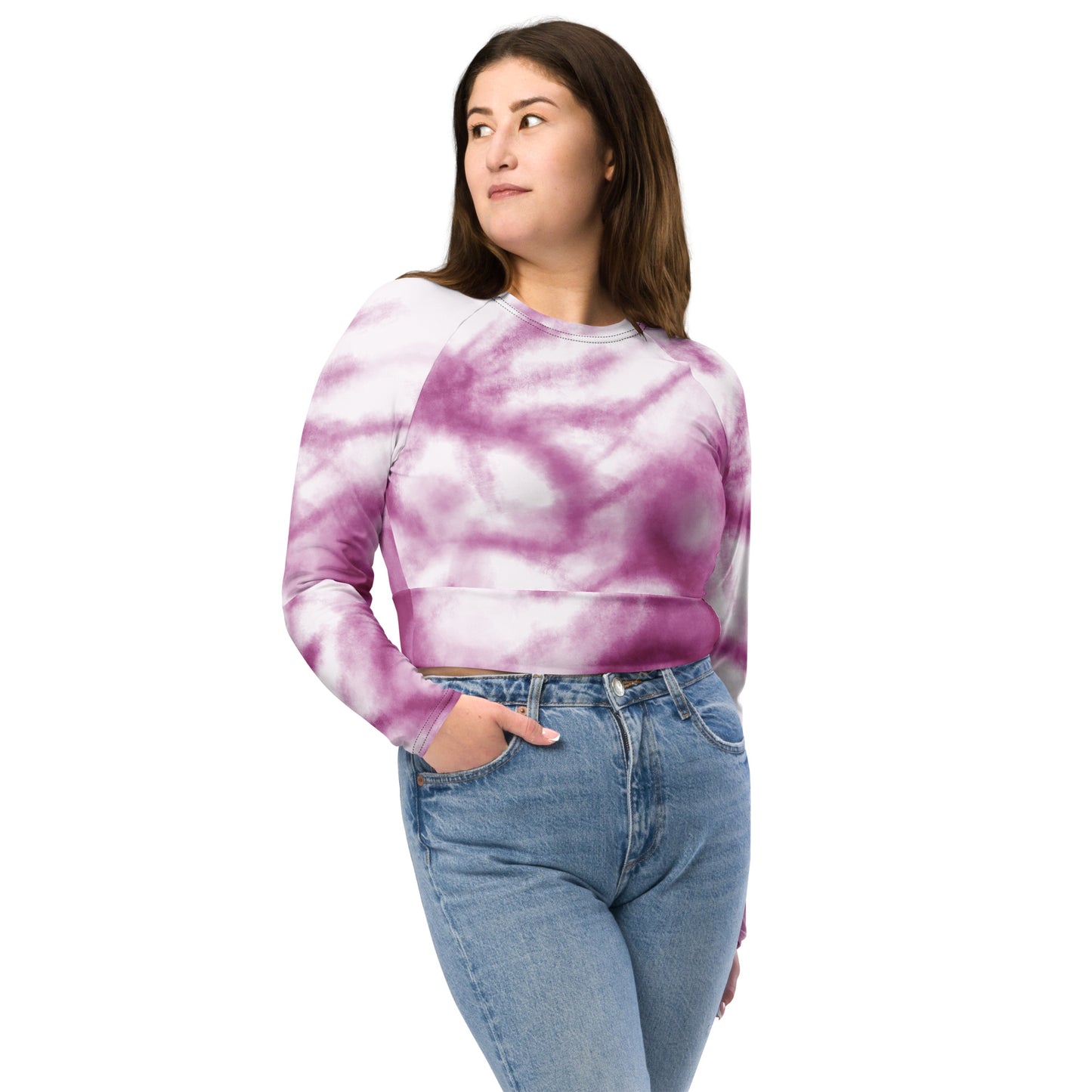 Tie dye long-sleeve crop top