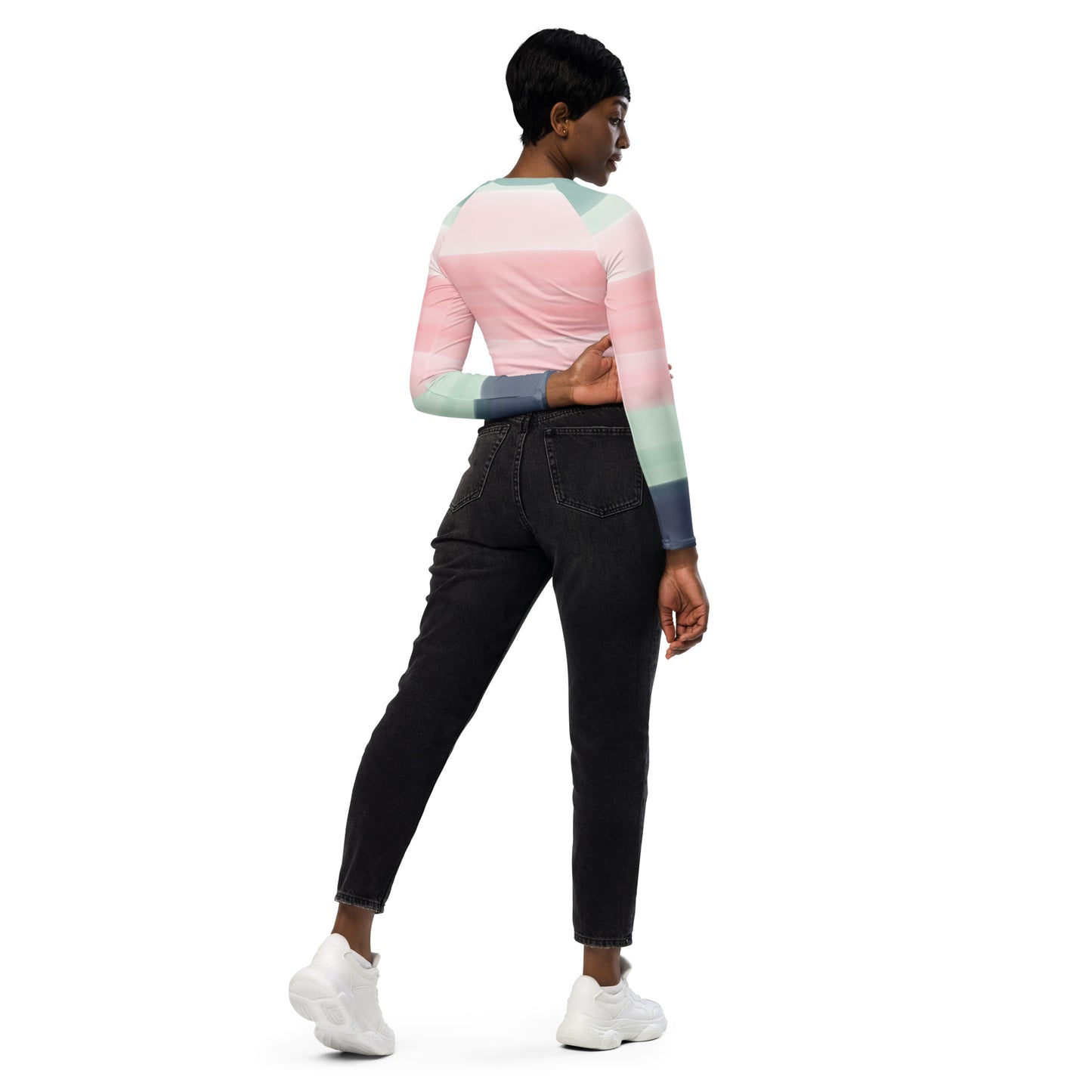 Flowers long-sleeve crop top