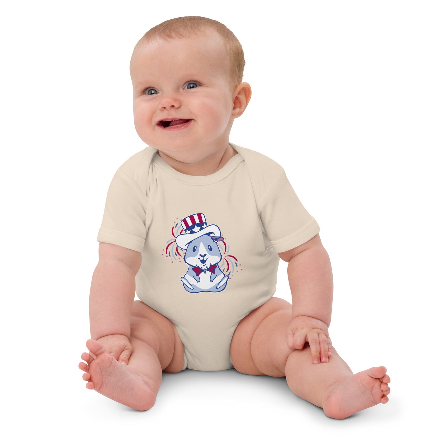 Organic 4 of July  cotton baby bodysuit