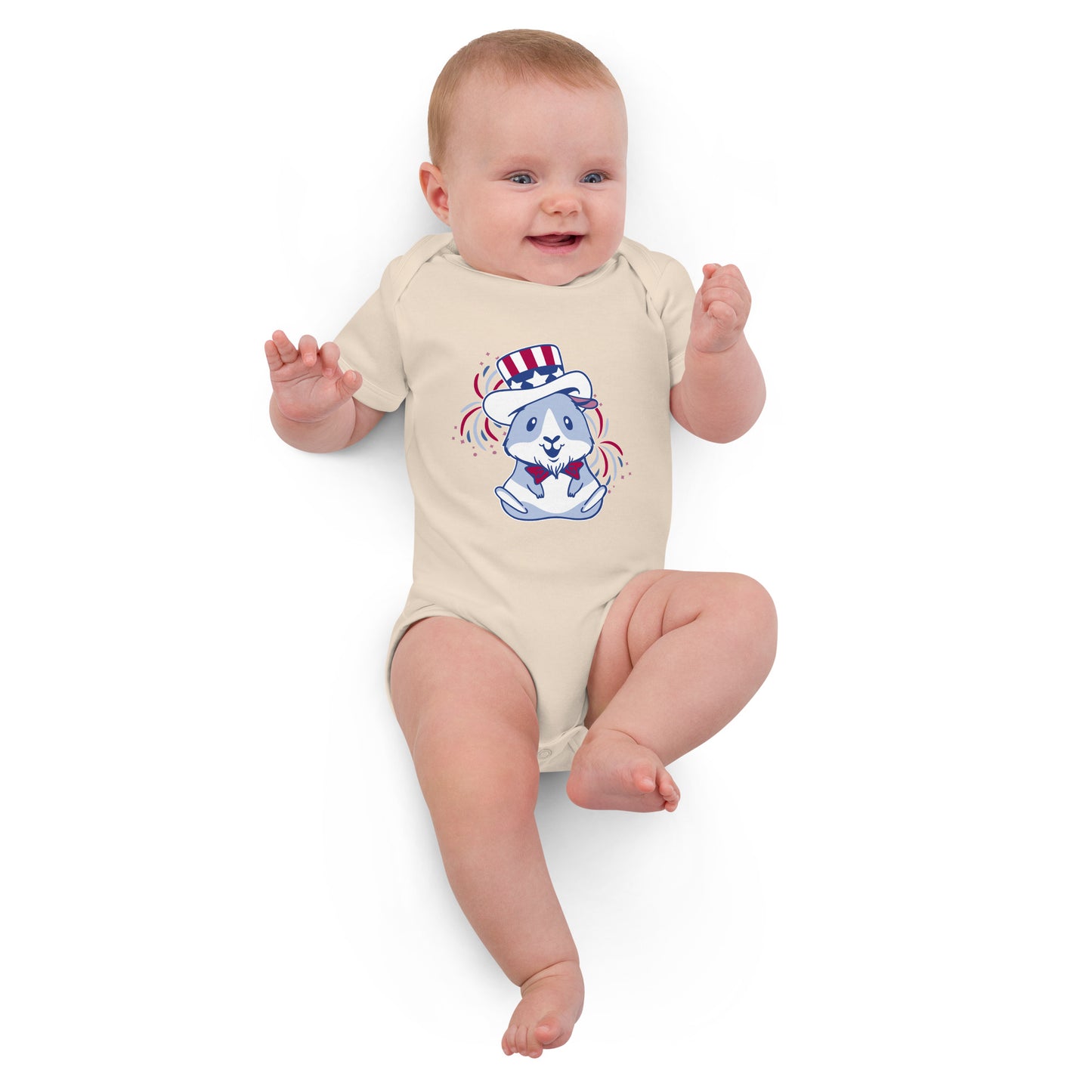 Organic 4 of July  cotton baby bodysuit