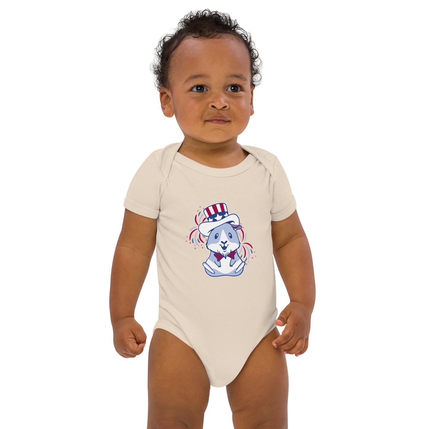 Organic 4 of July  cotton baby bodysuit