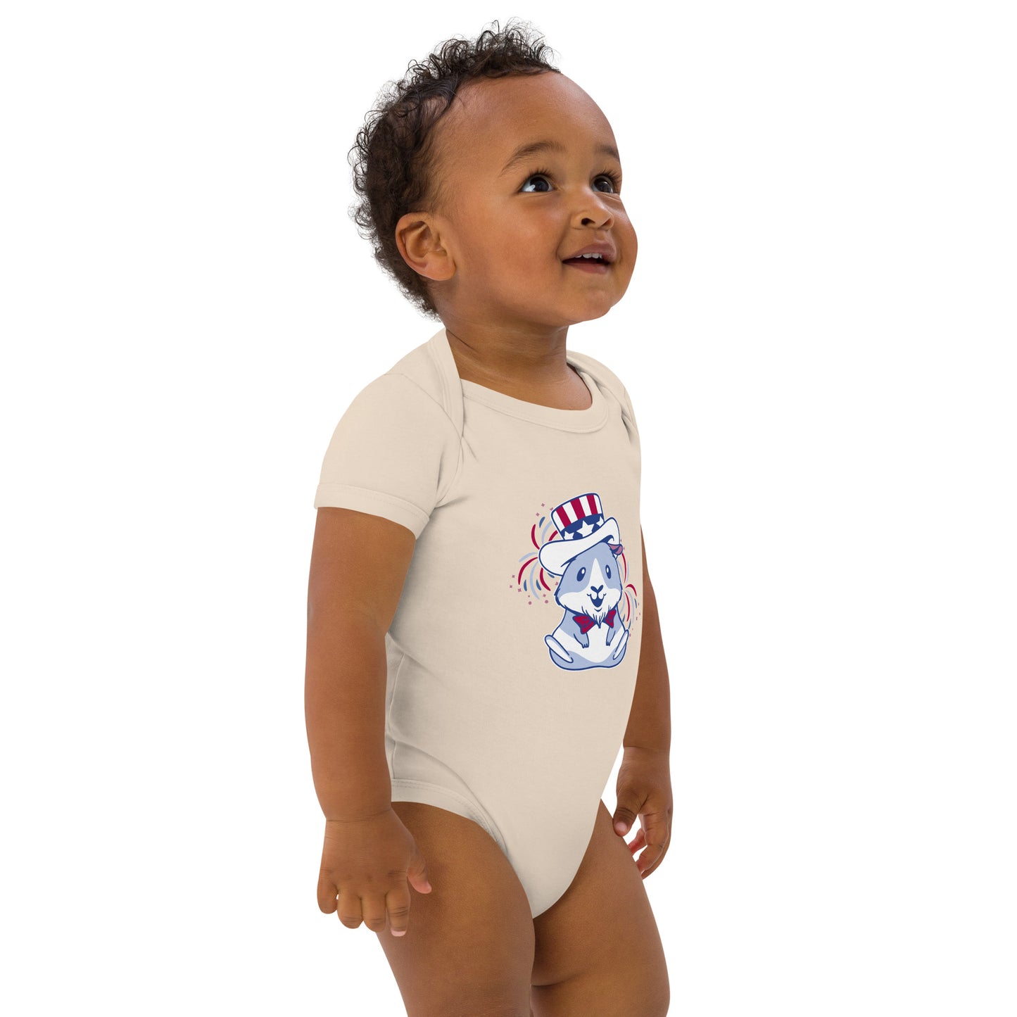 Organic 4 of July  cotton baby bodysuit