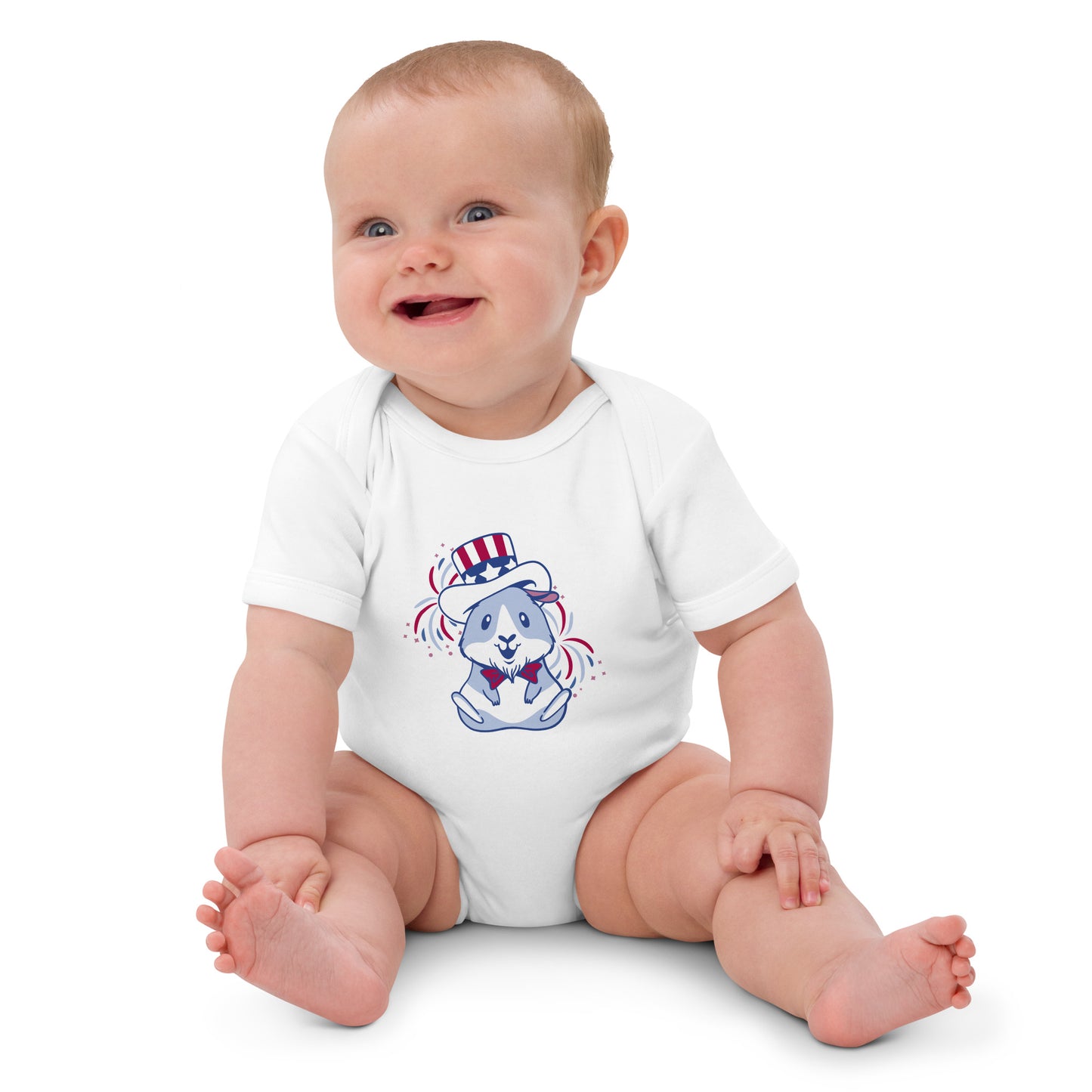 Organic 4 of July  cotton baby bodysuit