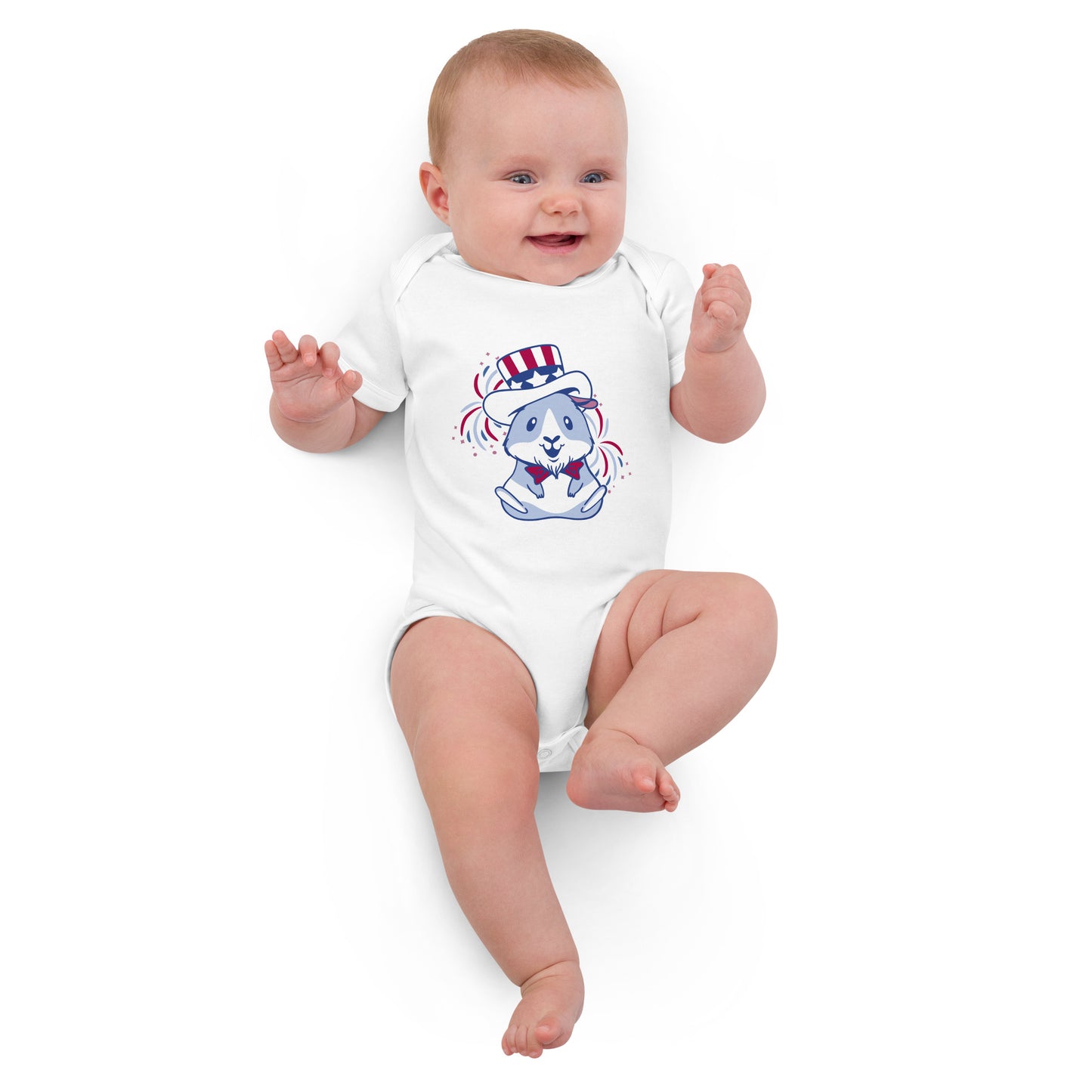 Organic 4 of July  cotton baby bodysuit