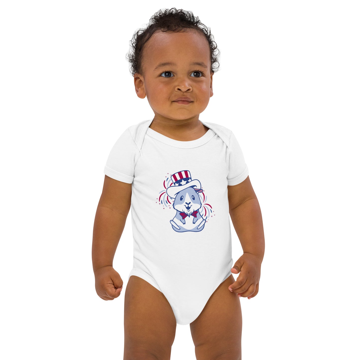 Organic 4 of July  cotton baby bodysuit