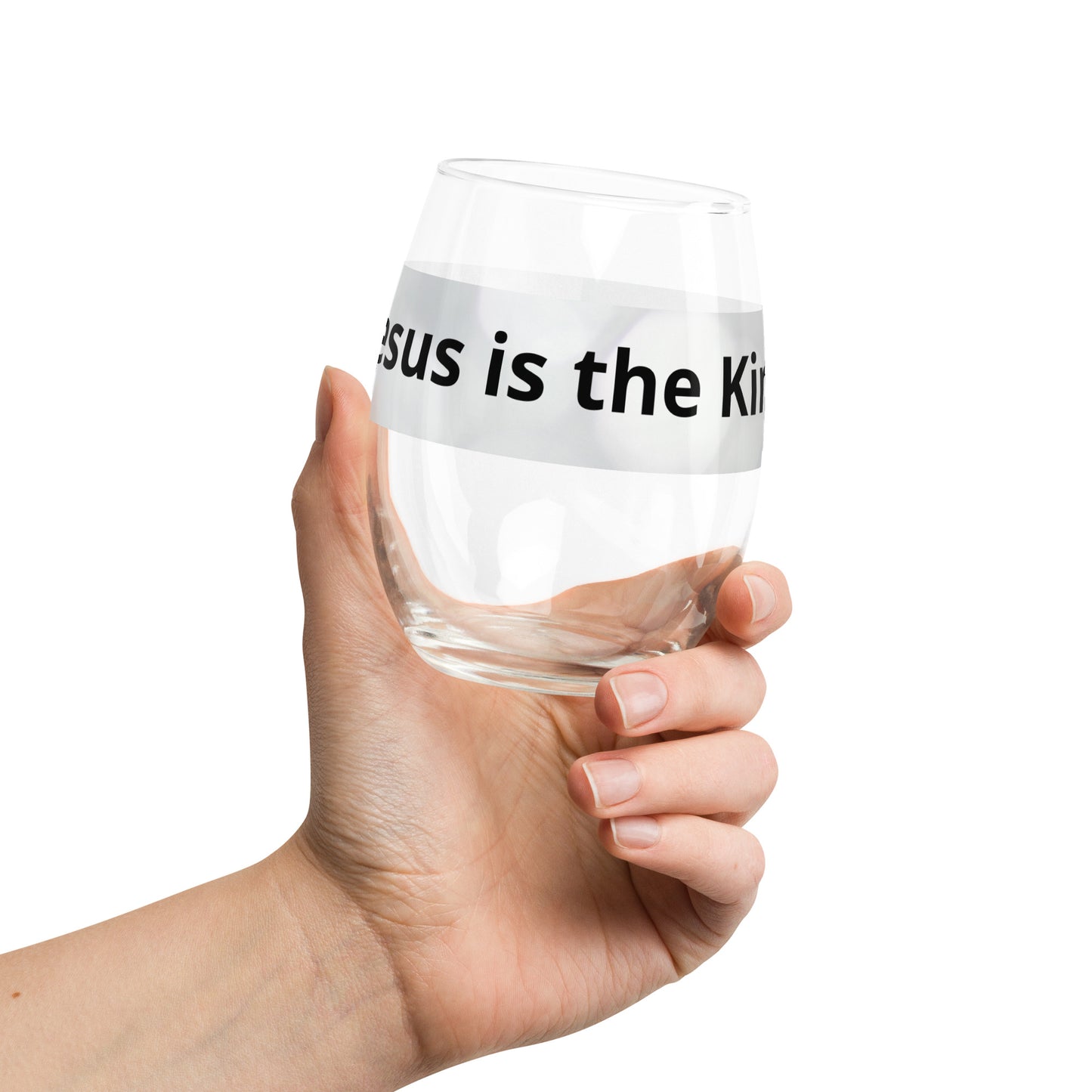 Jesus is the King Stemless wine glass