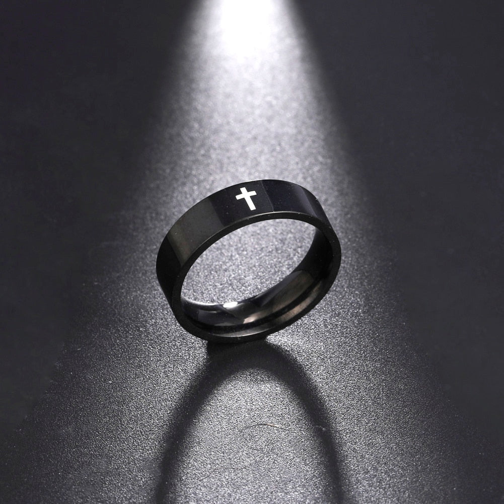 Skyrim Stainless Steel Cross Ring Men or Women Christian Jesus Christ Couple,  Rings Jewelry Gift for Lover