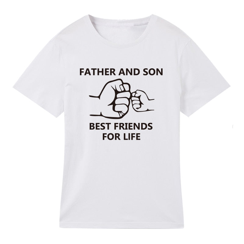 Family look Father and Son Best Friends for Life Cotton Dad T-shirt Kids man power fist baby clothes Matching Family Outfits