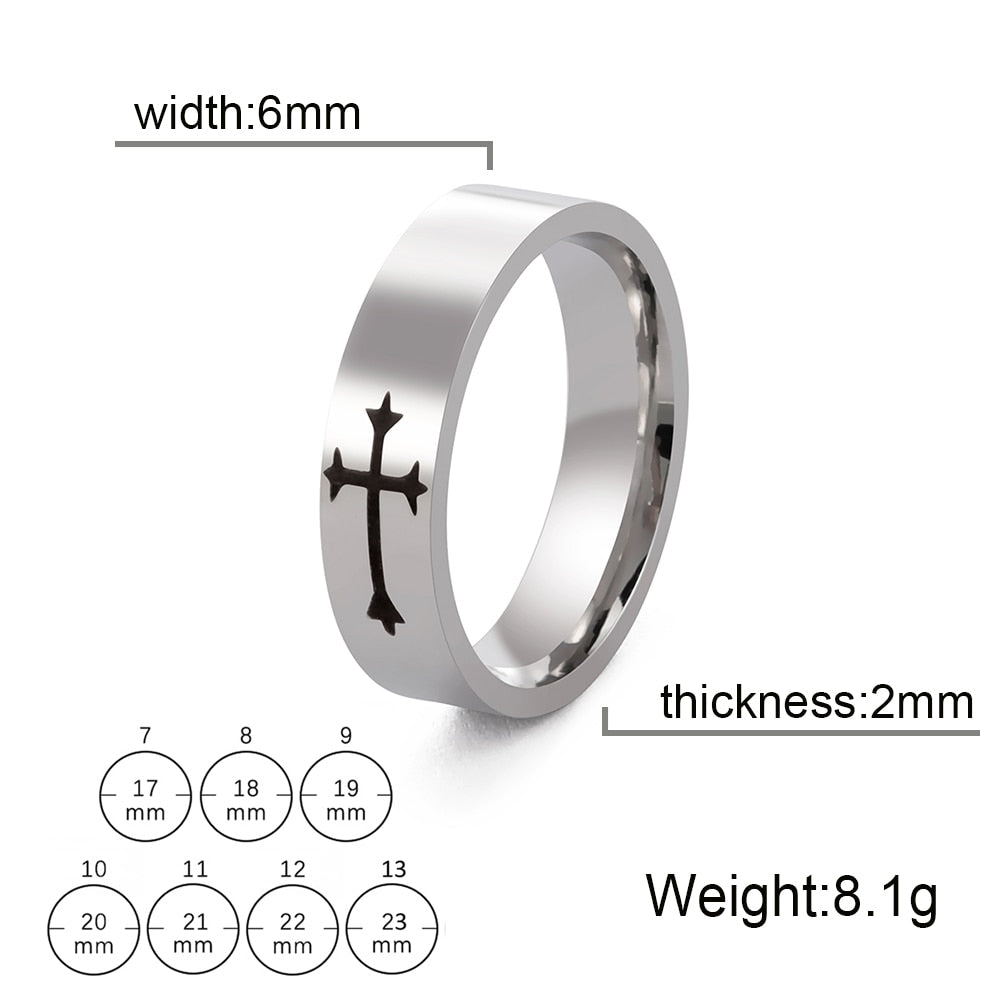 Skyrim Stainless Steel Cross Ring Men or Women Christian Jesus Christ Couple,  Rings Jewelry Gift for Lover