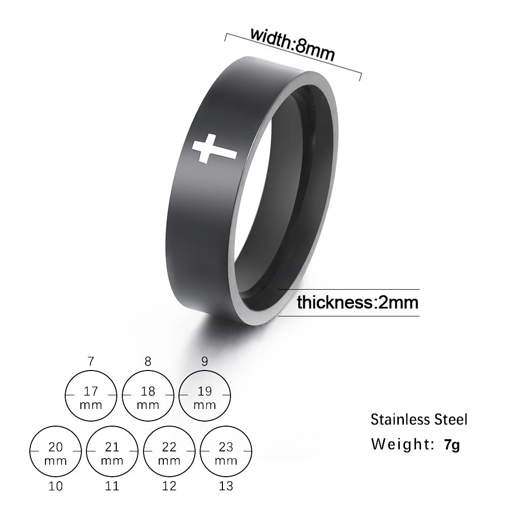 Skyrim Stainless Steel Cross Ring Men or Women Christian Jesus Christ Couple,  Rings Jewelry Gift for Lover