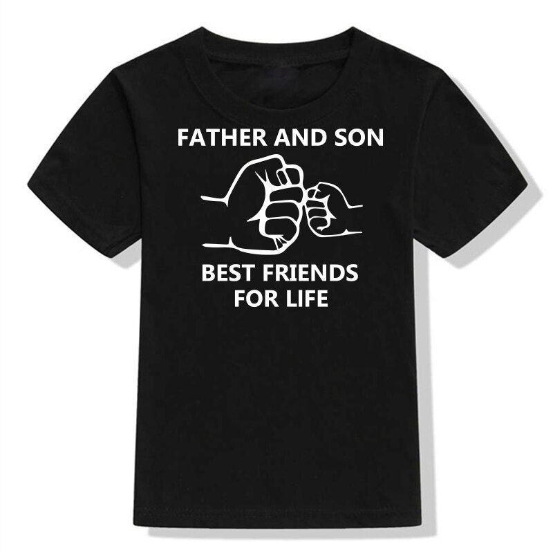 Family look Father and Son Best Friends for Life Cotton Dad T-shirt Kids man power fist baby clothes Matching Family Outfits