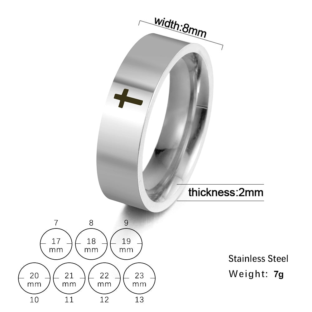 Skyrim Stainless Steel Cross Ring Men or Women Christian Jesus Christ Couple,  Rings Jewelry Gift for Lover