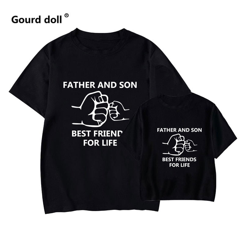 Family look Father and Son Best Friends for Life Cotton Dad T-shirt Kids man power fist baby clothes Matching Family Outfits