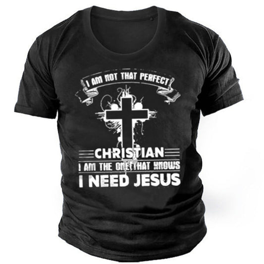 Vintage Jesus Christ Men&#39;s T Shirt 2022 New Printed Crucifix T Shirt For Men Clothing Plus Size Fashion Jesus T-shirt Camiseta